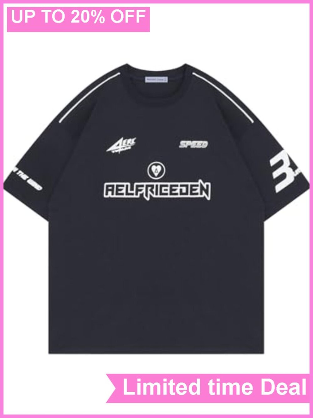 Oversized Graphic Tee Cotton Crew Neck Racing Vintage Streetwear